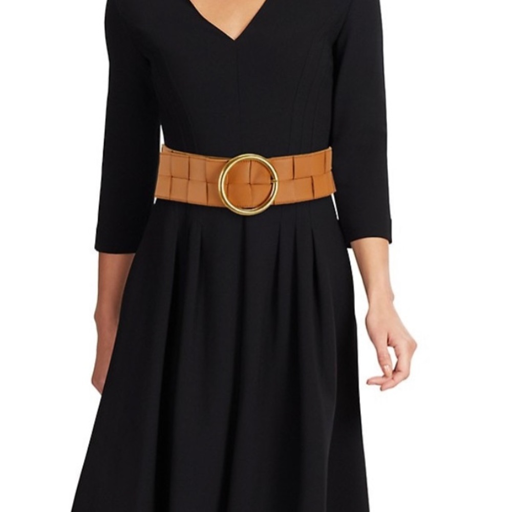 Bottega Veneta Tan Woven Leather Belt with Gold Ring Buckle